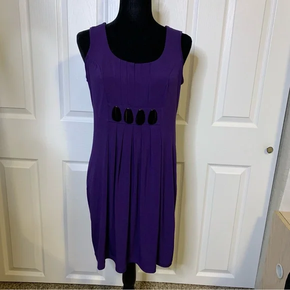 enfocus studio purple dress Enfocus Studio Purple Halter Beaded Neckline Ruched Waist Dress Size 12